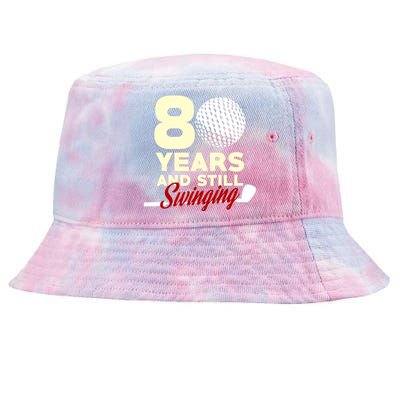 80 Years And Still Swinging | 80th Birthday Funny Golf Club Tie-Dyed Bucket Hat