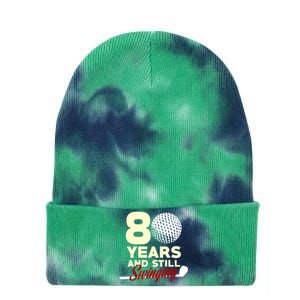 80 Years And Still Swinging | 80th Birthday Funny Golf Club Tie Dye 12in Knit Beanie