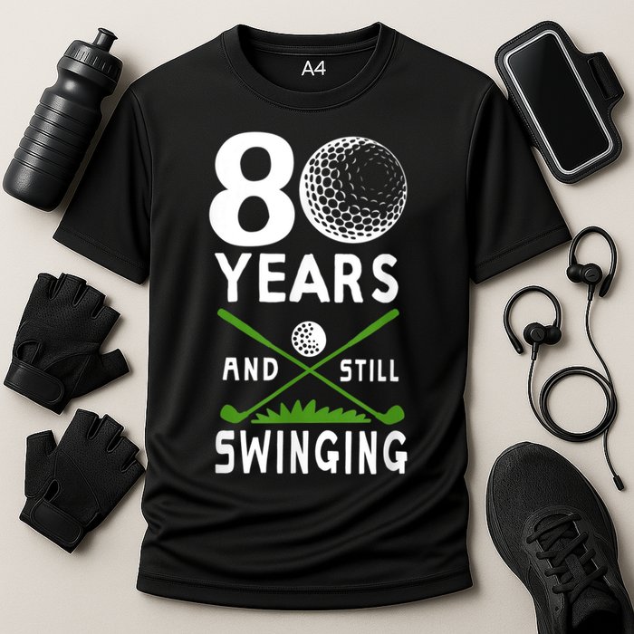80 Years And Still Swinging 80th Birthday Golfing Apparel Cooling Performance Crew T-Shirt