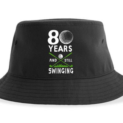 80 Years And Still Swinging 80th Birthday Golfing Apparel Sustainable Bucket Hat