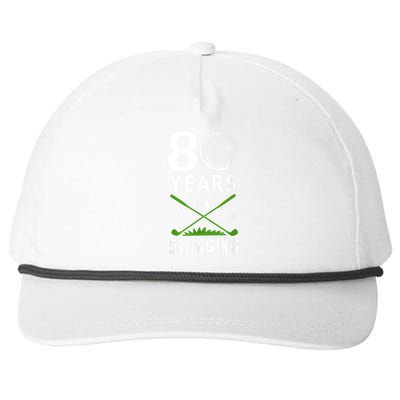 80 Years And Still Swinging 80th Birthday Golfing Apparel Snapback Five-Panel Rope Hat