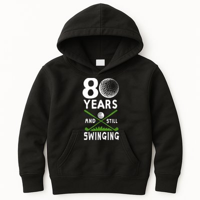 80 Years And Still Swinging 80th Birthday Golfing Apparel Kids Hoodie