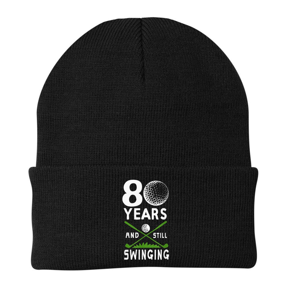 80 Years And Still Swinging 80th Birthday Golfing Apparel Beanie
