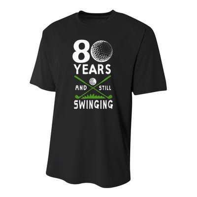 80 Years And Still Swinging 80th Birthday Golfing Apparel Youth Performance Sprint T-Shirt