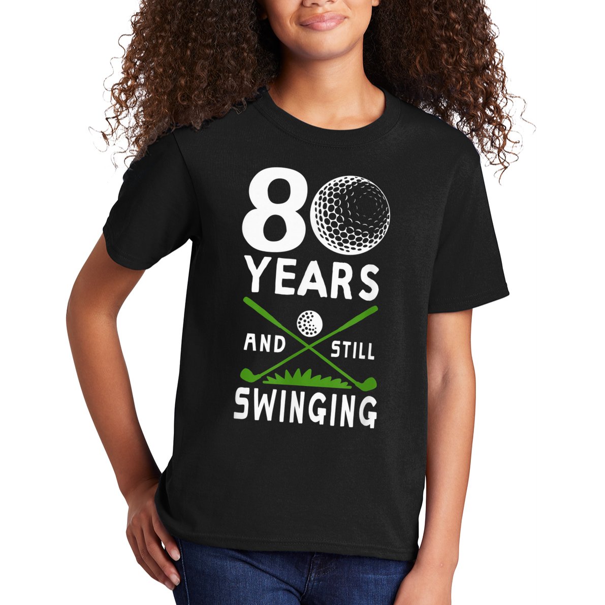 80 Years And Still Swinging 80th Birthday Golfing Apparel Kids T-Shirt