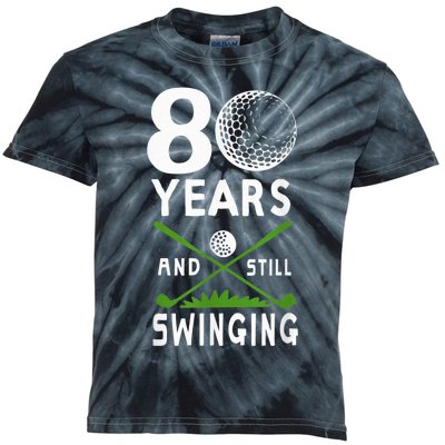 80 Years And Still Swinging 80th Birthday Golfing Apparel Kids Tie-Dye T-Shirt