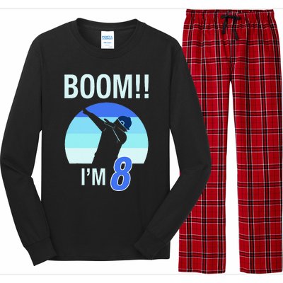 8 Years Birthday Dabbing Retro Vintage Long Sleeve Pajama Set