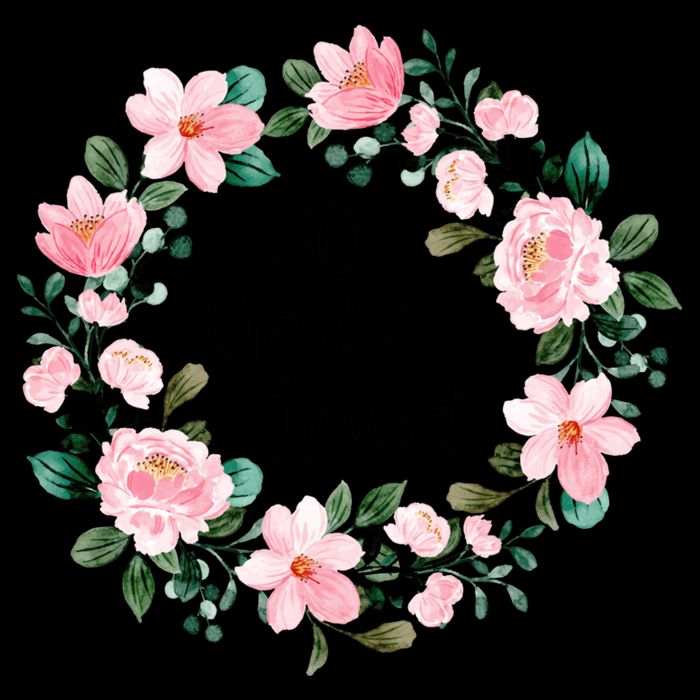 80 Years Loved 80 Years Old Floral 80th Birthday T-Shirt