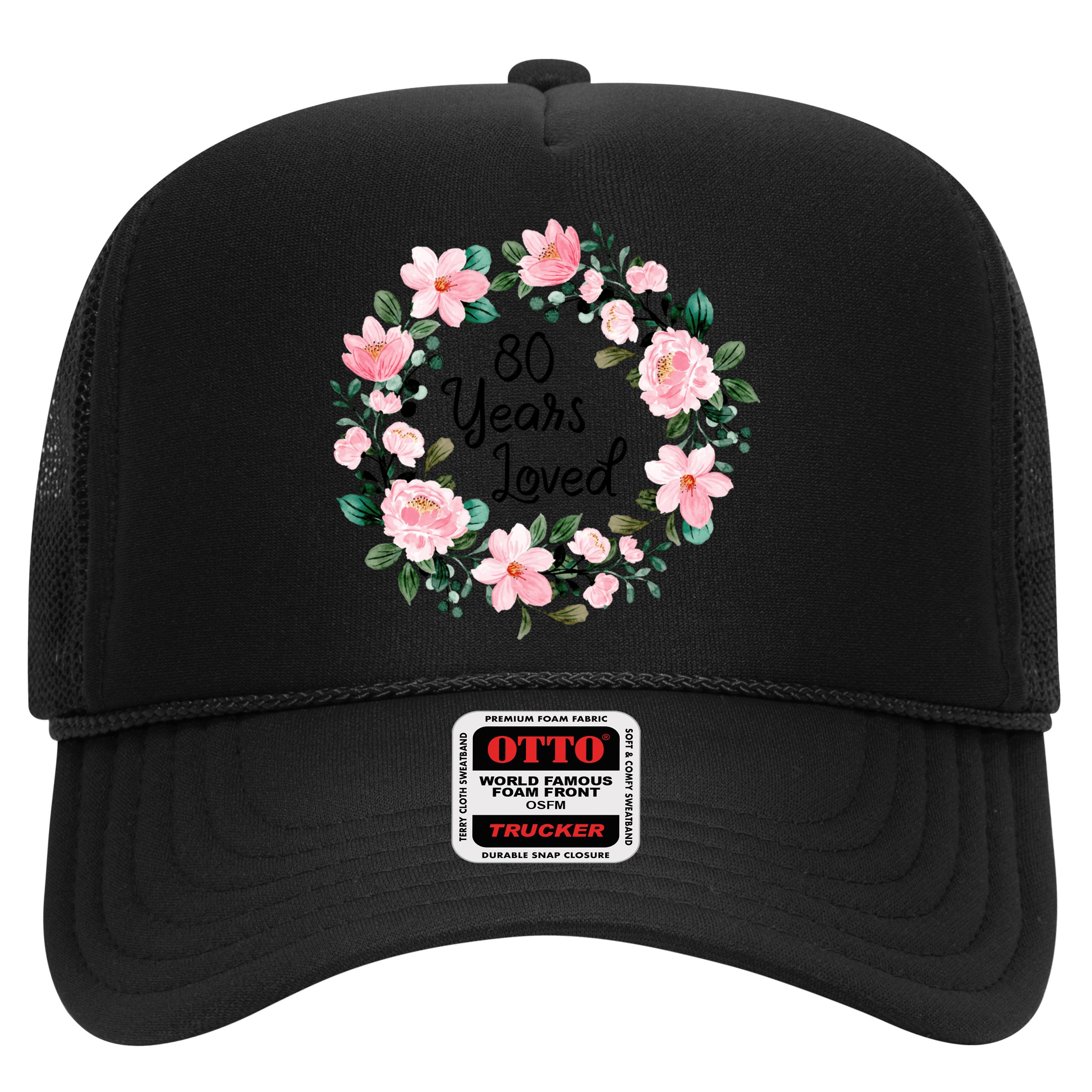 80 Years Loved 80 Years Old Floral 80th Birthday Hat
