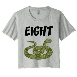 8 Year Old Snake Reptile Birthday Party 8th Birthday Women's Crop Top Tee