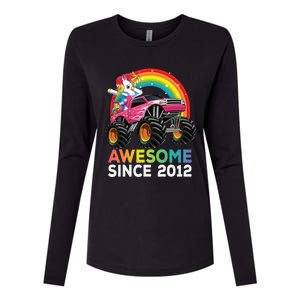 8 Years Old 8th Birthday Monster Truck Unicorns Gift Womens Cotton Relaxed Long Sleeve T-Shirt