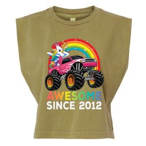 8 Years Old 8th Birthday Monster Truck Unicorns Gift Garment-Dyed Women's Muscle Tee