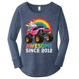 8 Years Old 8th Birthday Monster Truck Unicorns Gift Women's Perfect Tri Tunic Long Sleeve Shirt