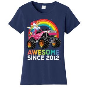 8 Years Old 8th Birthday Monster Truck Unicorns Gift Women's T-Shirt