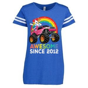 8 Years Old 8th Birthday Monster Truck Unicorns Gift Enza Ladies Jersey Football T-Shirt