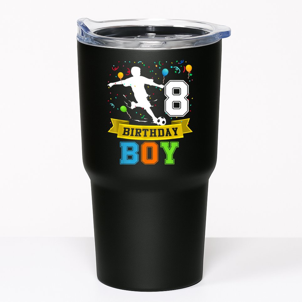 8 Year Old Birthday Soccer 8th Birthday Teens Tumbler
