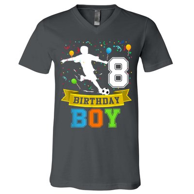 8 Year Old Birthday Soccer 8th Birthday Teens V-Neck T-Shirt