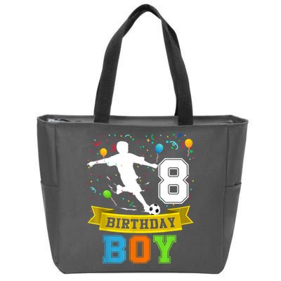 8 Year Old Birthday Soccer 8th Birthday Teens Zip Tote Bag