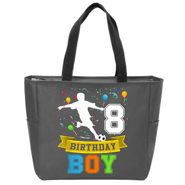 8 Year Old Birthday Soccer 8th Birthday Teens Zip Tote Bag