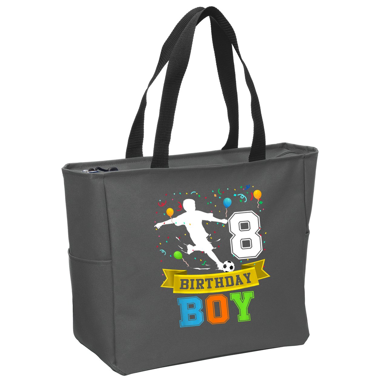 8 Year Old Birthday Soccer 8th Birthday Teens Zip Tote Bag