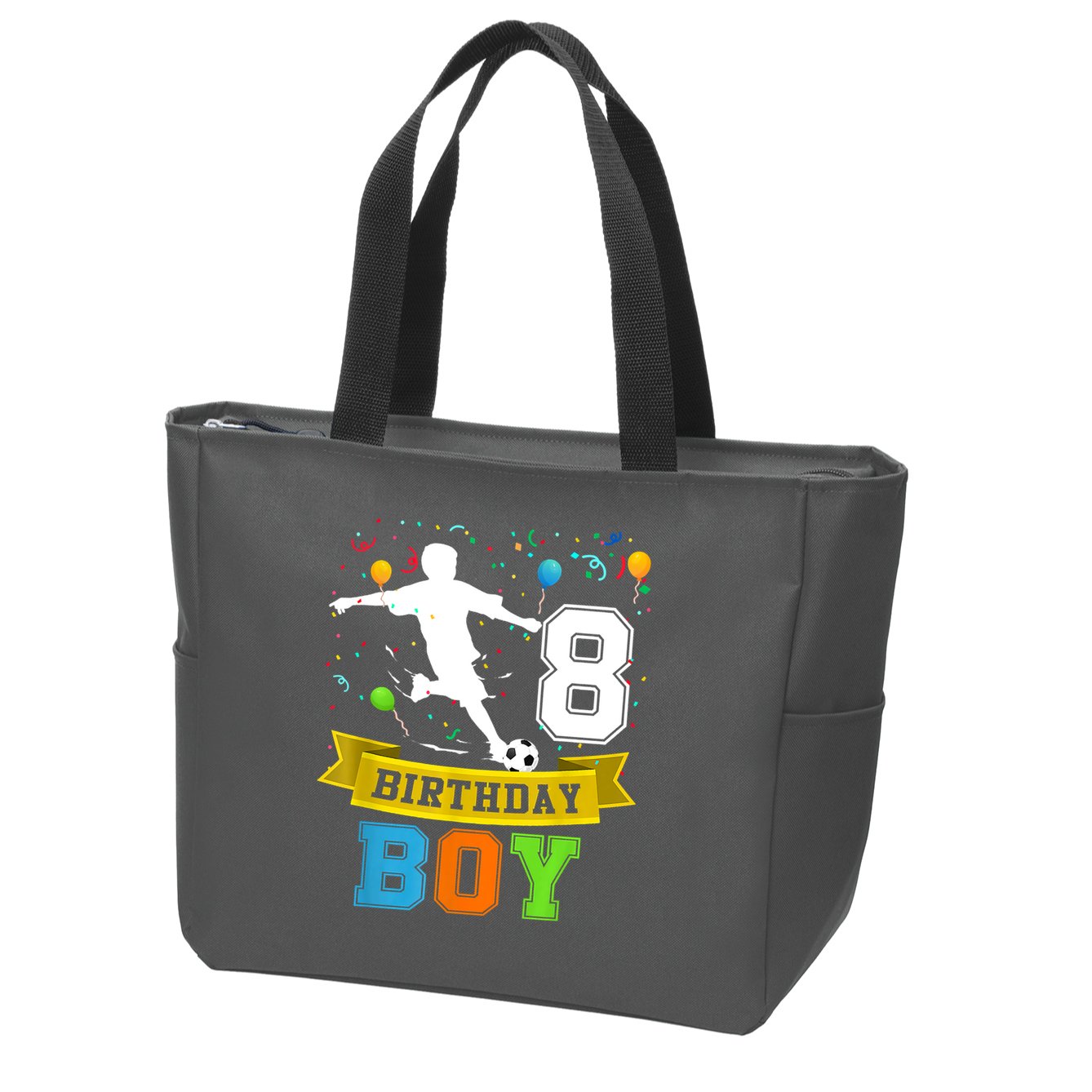 8 Year Old Birthday Soccer 8th Birthday Teens Zip Tote Bag