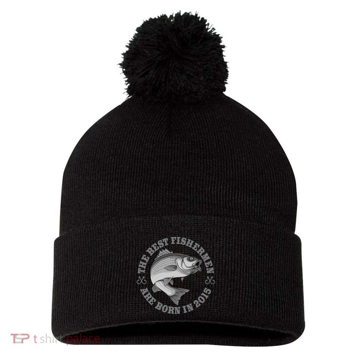 8 Year Old Fisherman Fishing 2015 8th Birthday Cute Pom Pom 12in Knit Beanie