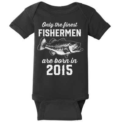 8 Year Old Fisherman Fishing 2015 8th Birthday Gift Baby Bodysuit