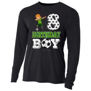 8 Year Old Gift Dabbing Boy Soccer Player 8th Birthday Boy Cooling Performance Long Sleeve Crew