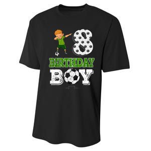 8 Year Old Gift Dabbing Boy Soccer Player 8th Birthday Boy Performance Sprint T-Shirt