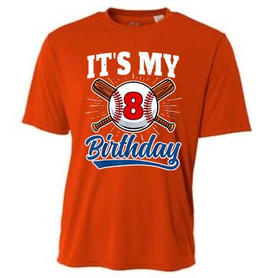 8 Years Old Baseball Player 8th Birthday Party Cooling Performance Crew T-Shirt