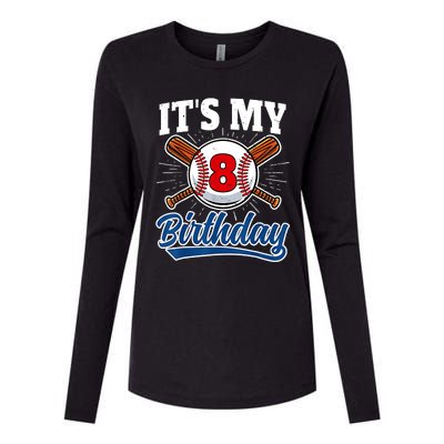 8 Years Old Baseball Player 8th Birthday Party Womens Cotton Relaxed Long Sleeve T-Shirt