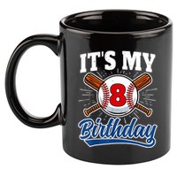 8 Years Old Baseball Player 8th Birthday Party 11oz C Handle Ceramic Mug