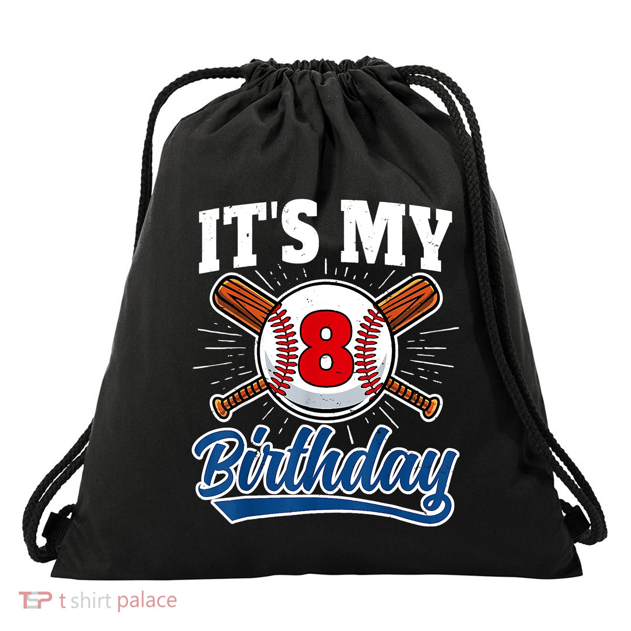 8 Years Old Baseball Player 8th Birthday Party Drawstring Bag