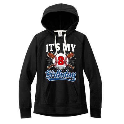 8 Years Old Baseball Player 8th Birthday Party Women's Fleece Hoodie