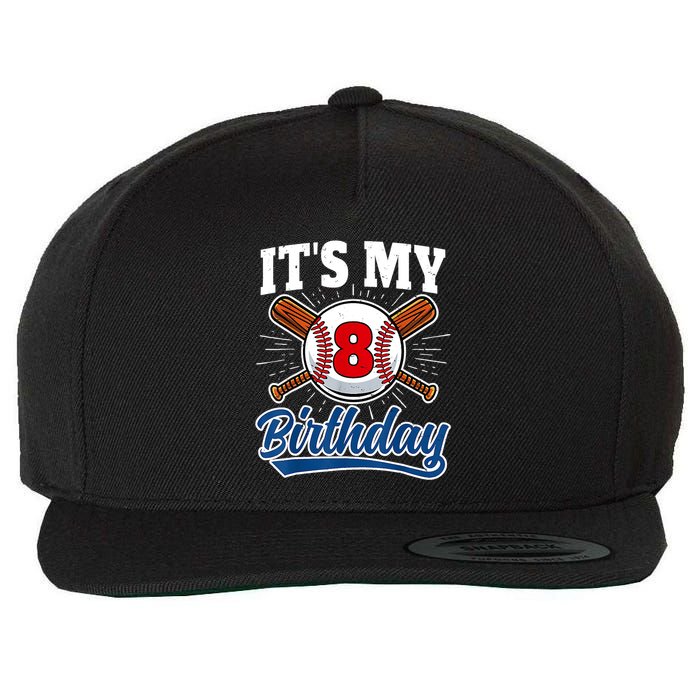 8 Years Old Baseball Player 8th Birthday Party Wool Snapback Cap