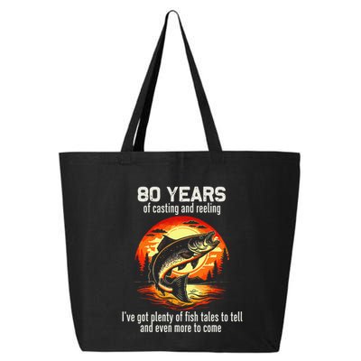 80 Year Old Bass Fishing Outdoor Retro 80th Birthday 25L Jumbo Tote