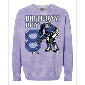 8 Year Old Ice Hockey Themed Birthday Party 8th Boy Gift Colorblast Crewneck Sweatshirt