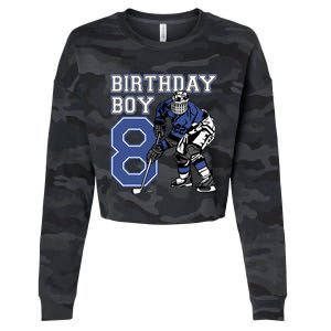 8 Year Old Ice Hockey Themed Birthday Party 8th Boy Gift Cropped Pullover Crew