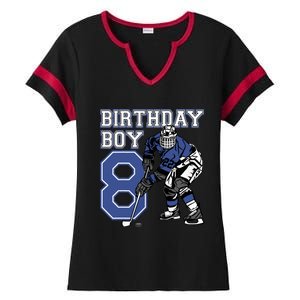 8 Year Old Ice Hockey Themed Birthday Party 8th Boy Gift Ladies Halftime Notch Neck Tee