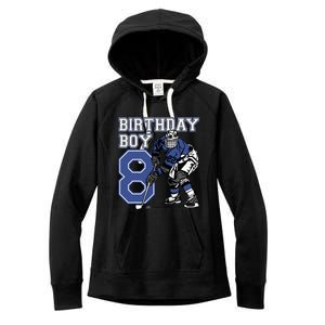 8 Year Old Ice Hockey Themed Birthday Party 8th Boy Gift Women's Fleece Hoodie