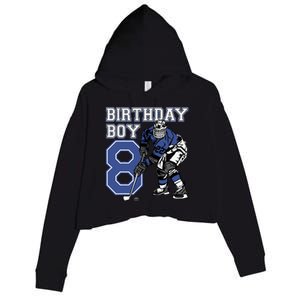 8 Year Old Ice Hockey Themed Birthday Party 8th Boy Gift Crop Fleece Hoodie