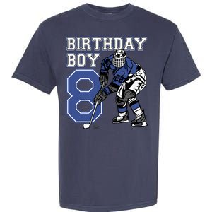 8 Year Old Ice Hockey Themed Birthday Party 8th Boy Gift Garment-Dyed Heavyweight T-Shirt