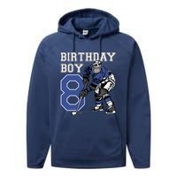 8 Year Old Ice Hockey Themed Birthday Party 8th Boy Gift Performance Fleece Hoodie