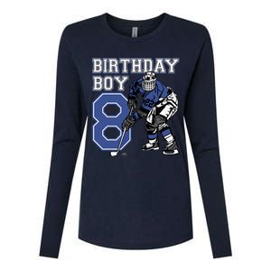 8 Year Old Ice Hockey Themed Birthday Party 8th Boy Gift Womens Cotton Relaxed Long Sleeve T-Shirt