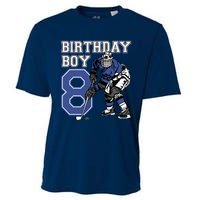 8 Year Old Ice Hockey Themed Birthday Party 8th Boy Gift Cooling Performance Crew T-Shirt