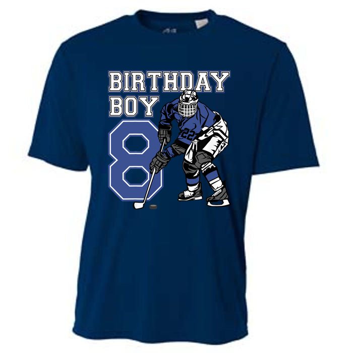 8 Year Old Ice Hockey Themed Birthday Party 8th Boy Gift Cooling Performance Crew T-Shirt