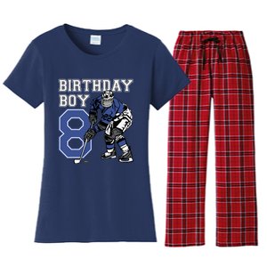 8 Year Old Ice Hockey Themed Birthday Party 8th Boy Gift Women's Flannel Pajama Set