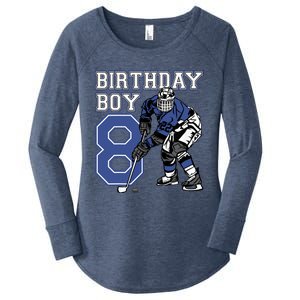 8 Year Old Ice Hockey Themed Birthday Party 8th Boy Gift Women's Perfect Tri Tunic Long Sleeve Shirt