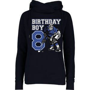 8 Year Old Ice Hockey Themed Birthday Party 8th Boy Gift Womens Funnel Neck Pullover Hood