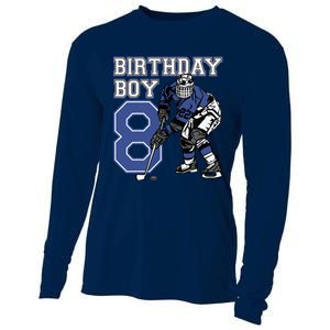 8 Year Old Ice Hockey Themed Birthday Party 8th Boy Gift Cooling Performance Long Sleeve Crew